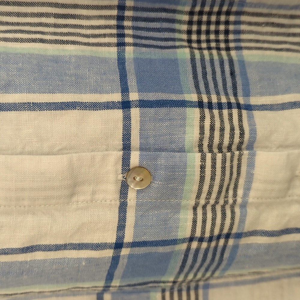 J.JILL Love Linen Blue Plaid Button Front Short Sleeve Dress Size Small - Picture 7 of 8